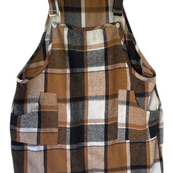 SHEIN Brown Plaid Pinafore Dress - Picture 6 of 6